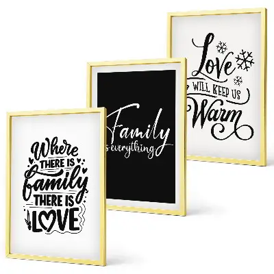 Set di 3 quadri con tema famiglia, amore, calore e casa