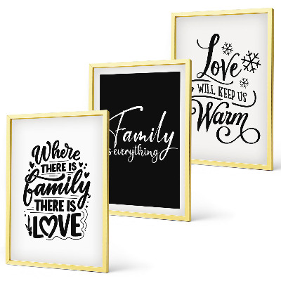 Set di 3 quadri Famiglia, amore, calore, casa