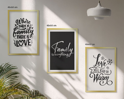 Set di 3 quadri Famiglia, amore, calore, casa