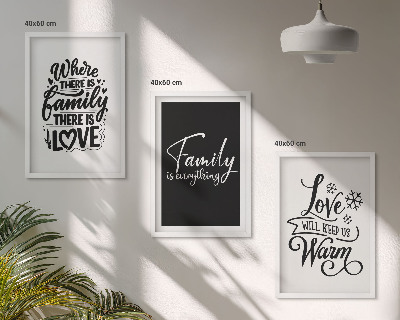 Set di 3 quadri Famiglia, amore, calore, casa