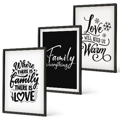 Set di 3 quadri Famiglia, amore, calore, casa