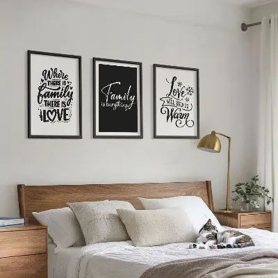 Set di 3 quadri con tema famiglia, amore, calore e casa