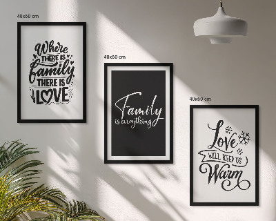 Set di 3 quadri Famiglia, amore, calore, casa