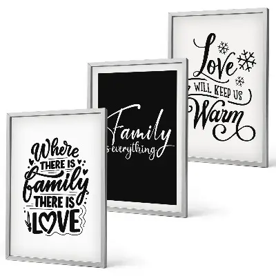 Set di 3 quadri con tema famiglia, amore, calore e casa