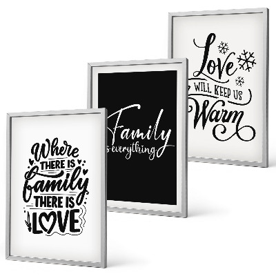 Set di 3 quadri Famiglia, amore, calore, casa