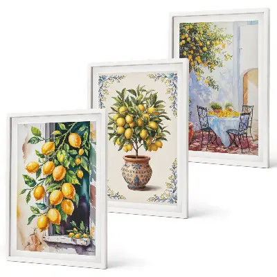 Set di quadri incorniciati motivo frutti di limoni al sole