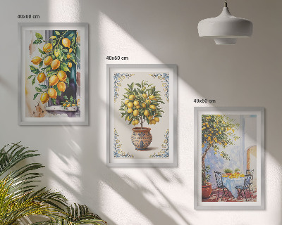 Set di quadri incorniciati Frutti di limoni al sole
