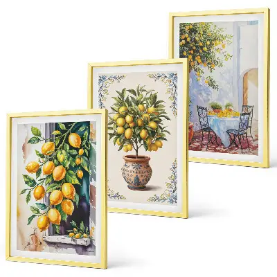 Set di quadri incorniciati motivo frutti di limoni al sole