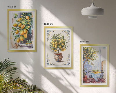 Set di quadri incorniciati Frutti di limoni al sole