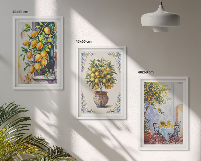 Set di quadri incorniciati Frutti di limoni al sole