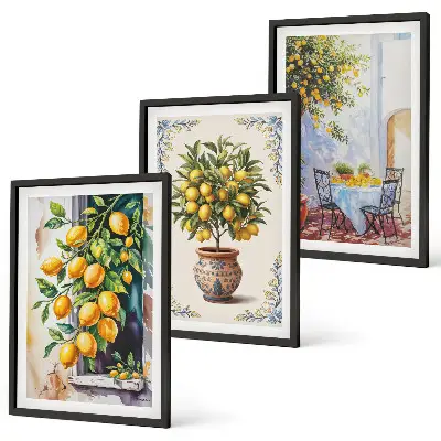 Set di quadri incorniciati motivo frutti di limoni al sole