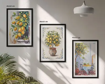 Set di quadri incorniciati motivo frutti di limoni al sole