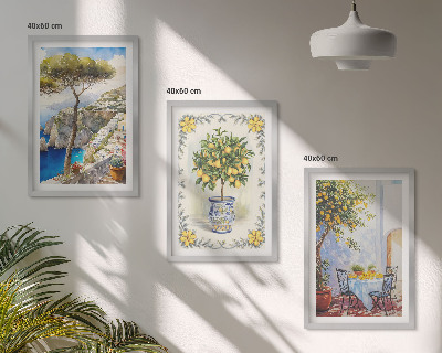 Composizione di quadri Vista del mare di limoni