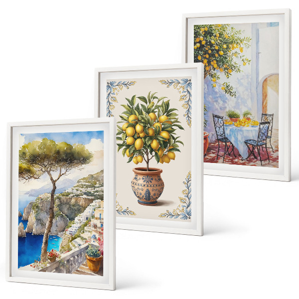 Set di quadri incorniciati tavolo dell'albero del limone marino