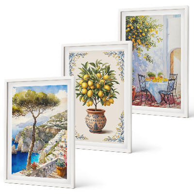 Set di quadri incorniciati tavolo dell'albero del limone marino