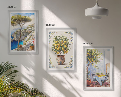 Set di quadri incorniciati tavolo dell'albero del limone marino