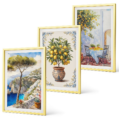 Set di quadri incorniciati tavolo dell'albero del limone marino