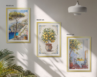 Set di quadri incorniciati tavolo dell'albero del limone marino