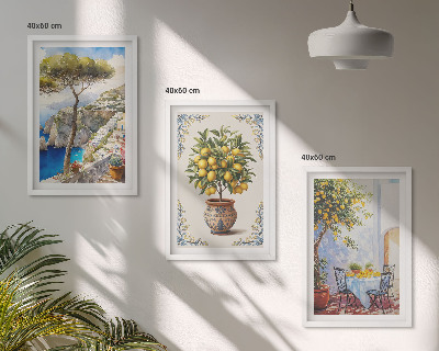 Set di quadri incorniciati tavolo dell'albero del limone marino