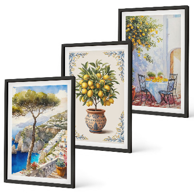Set di quadri incorniciati tavolo dell'albero del limone marino