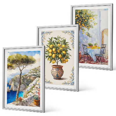 Set di quadri incorniciati tavolo dell'albero del limone marino