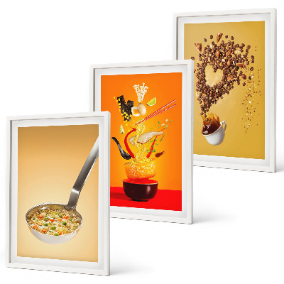 Set di 3 quadri Temi culinari in cucina