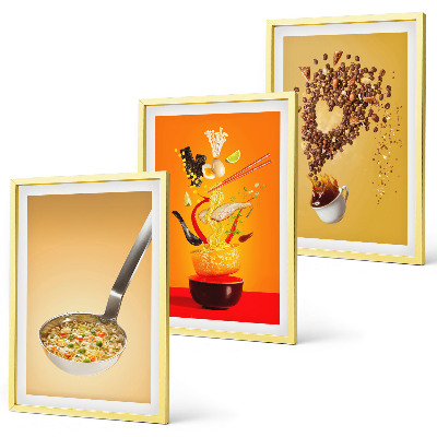Set di 3 quadri Temi culinari in cucina