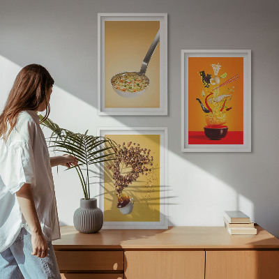 Set di 3 quadri Temi culinari in cucina