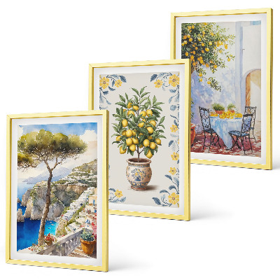 Composizione di quadri dipinti di alberi di limone marino