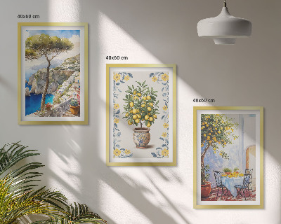 Composizione di quadri dipinti di alberi di limone marino