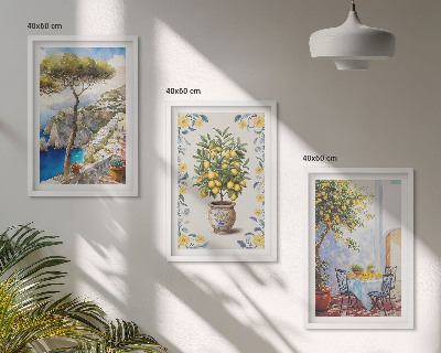 Composizione di quadri dipinti di alberi di limone marino