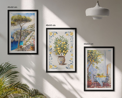 Composizione di quadri dipinti di alberi di limone marino