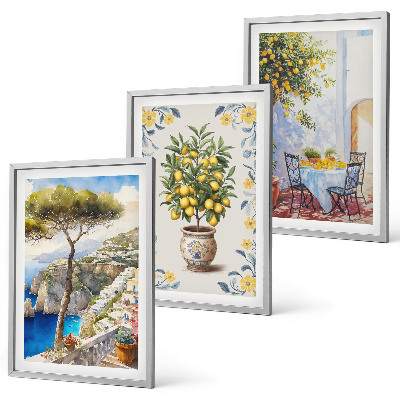 Composizione di quadri dipinti di alberi di limone marino