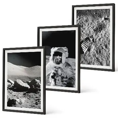 Set di quadri incorniciati fotografia della NASA con astronauti sulla Luna
