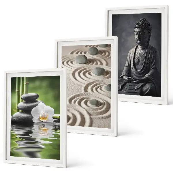 Set di 3 quadri con vista rilassante del Buddha Zen