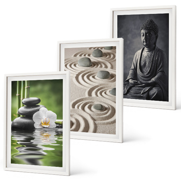 Set di 3 quadri Vista rilassante del Buddha Zen