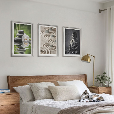 Set di 3 quadri Vista rilassante del Buddha Zen