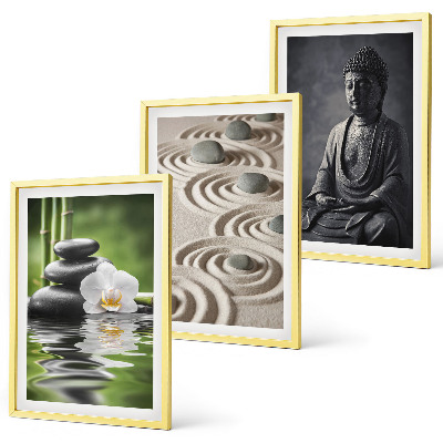 Set di 3 quadri Vista rilassante del Buddha Zen