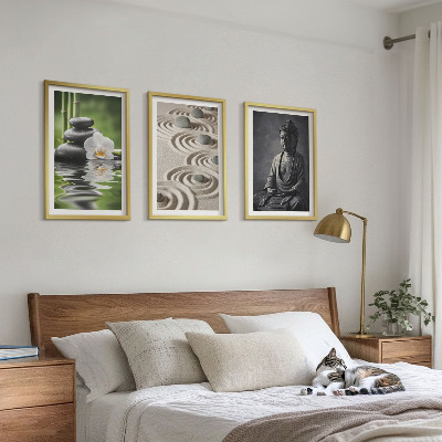 Set di 3 quadri Vista rilassante del Buddha Zen