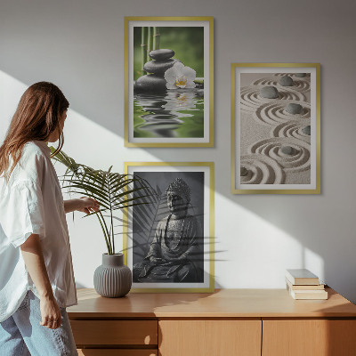 Set di 3 quadri Vista rilassante del Buddha Zen