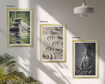 Set di 3 quadri Vista rilassante del Buddha Zen