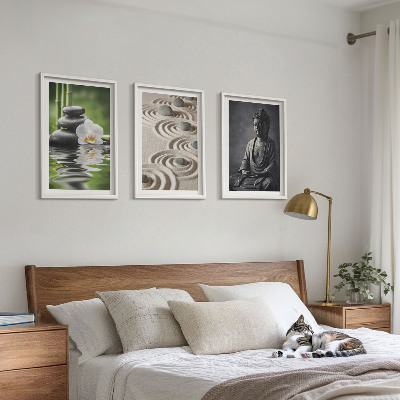 Set di 3 quadri Vista rilassante del Buddha Zen
