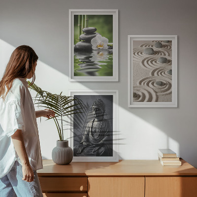 Set di 3 quadri Vista rilassante del Buddha Zen
