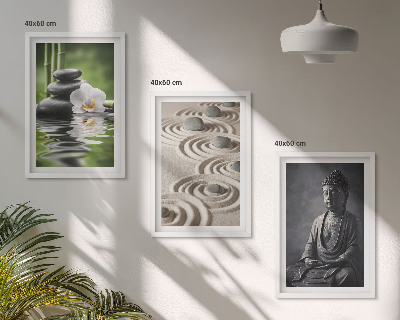 Set di 3 quadri Vista rilassante del Buddha Zen