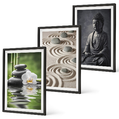 Set di 3 quadri Vista rilassante del Buddha Zen