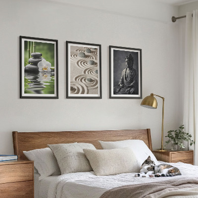 Set di 3 quadri Vista rilassante del Buddha Zen