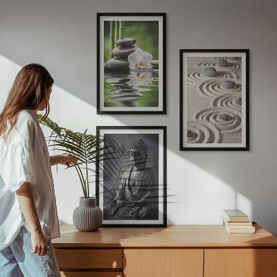 Set di 3 quadri Vista rilassante del Buddha Zen