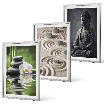 Set di 3 quadri Vista rilassante del Buddha Zen