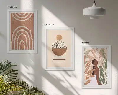 Composizione di quadri con eleganti motivi e geometrie vegetali