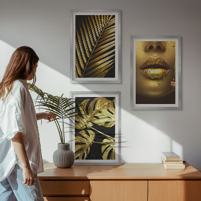 Set di 3 quadri Bocca di donna della palma Monstera